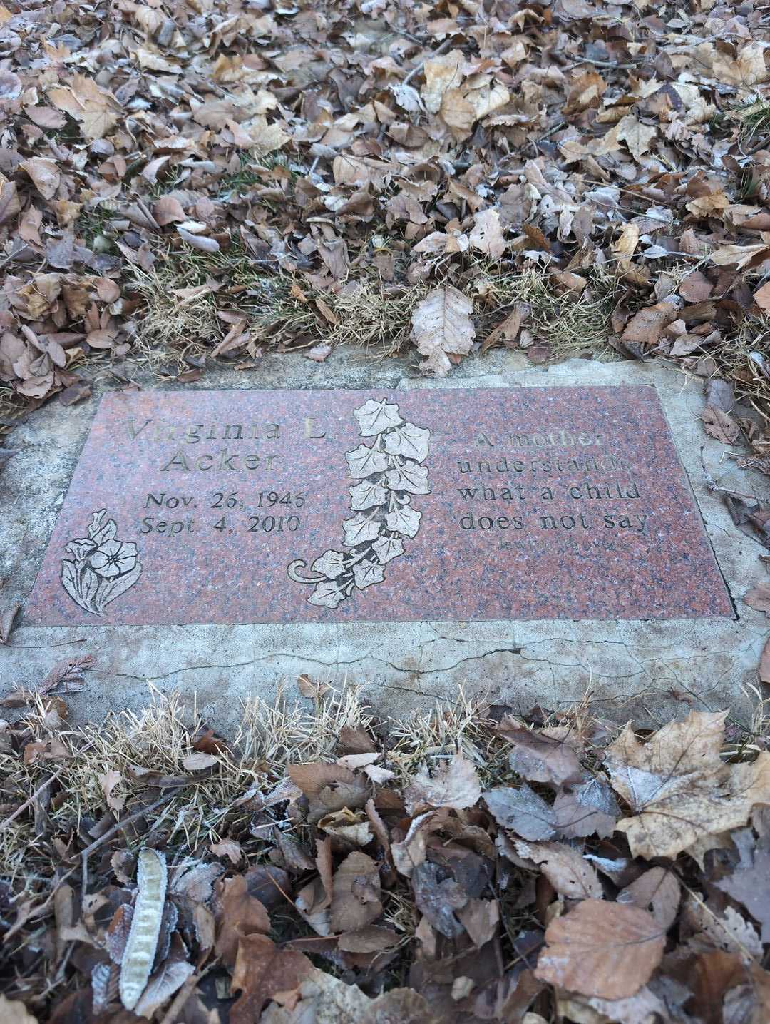 Virginia L. Acker's grave. Photo 3