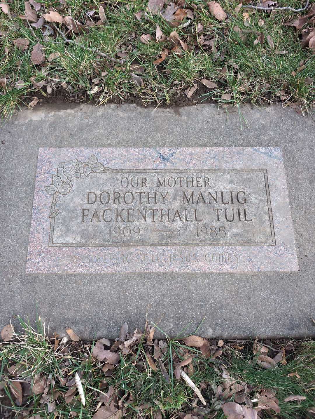 Dorothy I. Manlig Fackenthall Tuil's grave. Photo 3