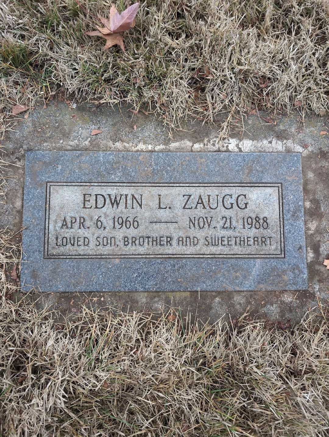 Edwin L. Zaugg's grave. Photo 3