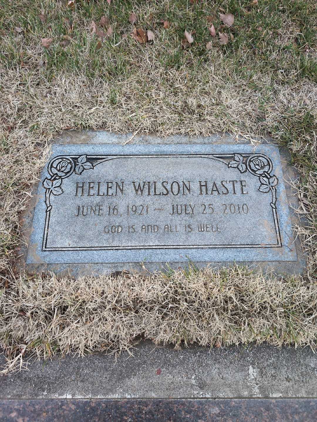 Helen Wilson Haste's grave. Photo 4