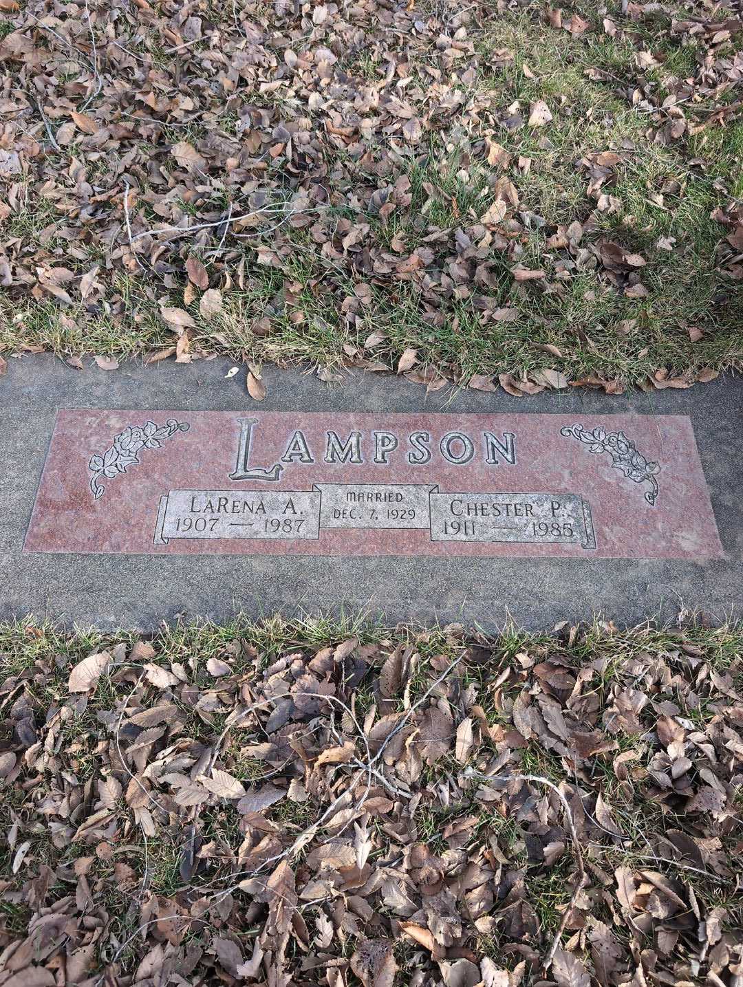 LaRena A. Lampson's grave. Photo 1