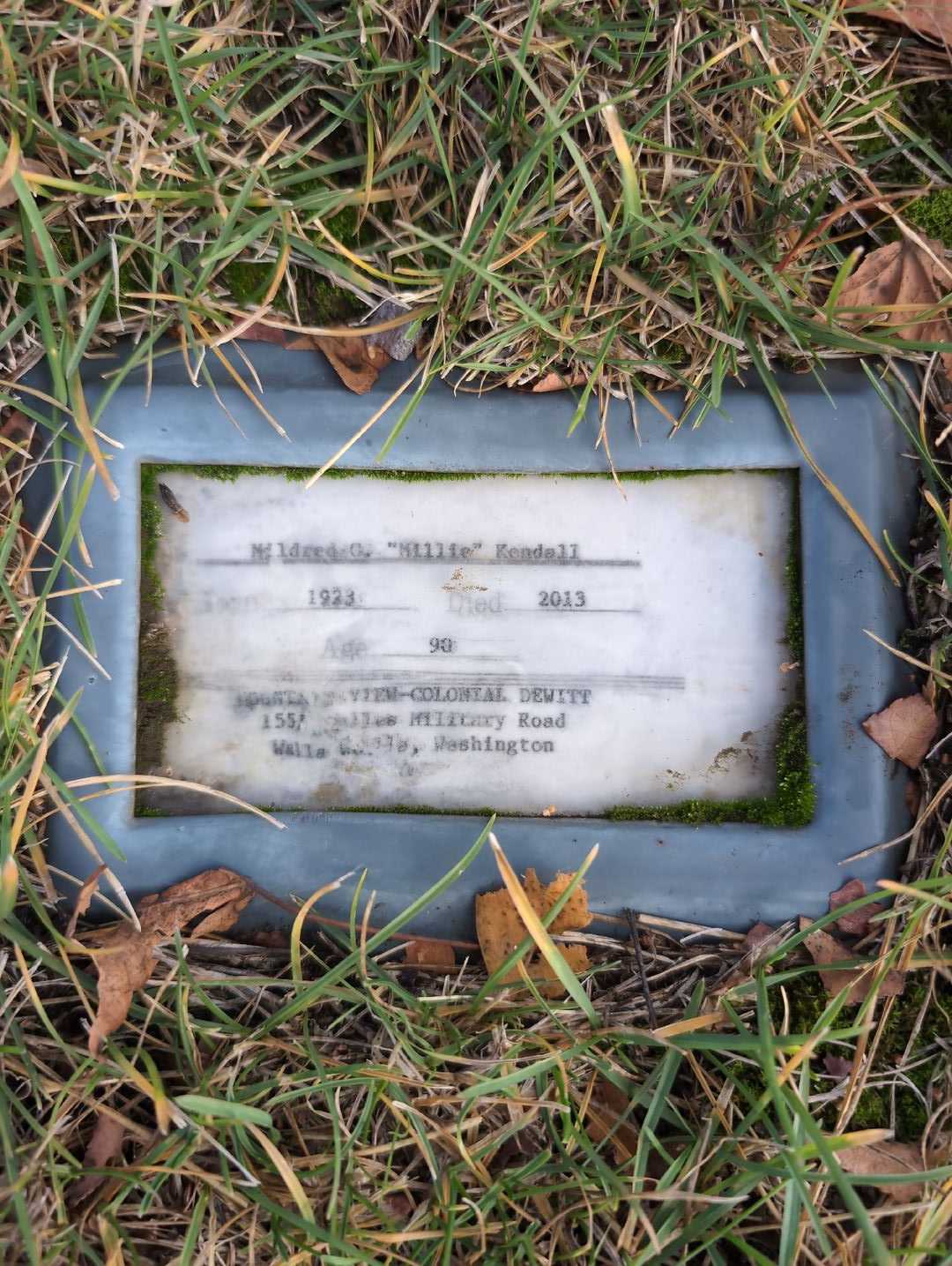 Mildred G. "Millie" Kendall's grave. Photo 3