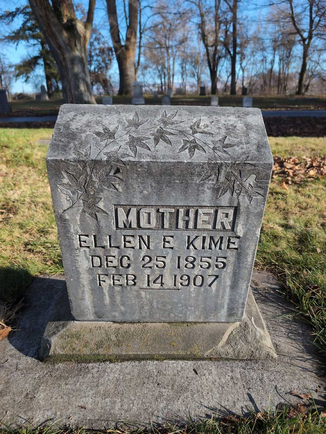 Ellen E. Kime's grave. Photo 3