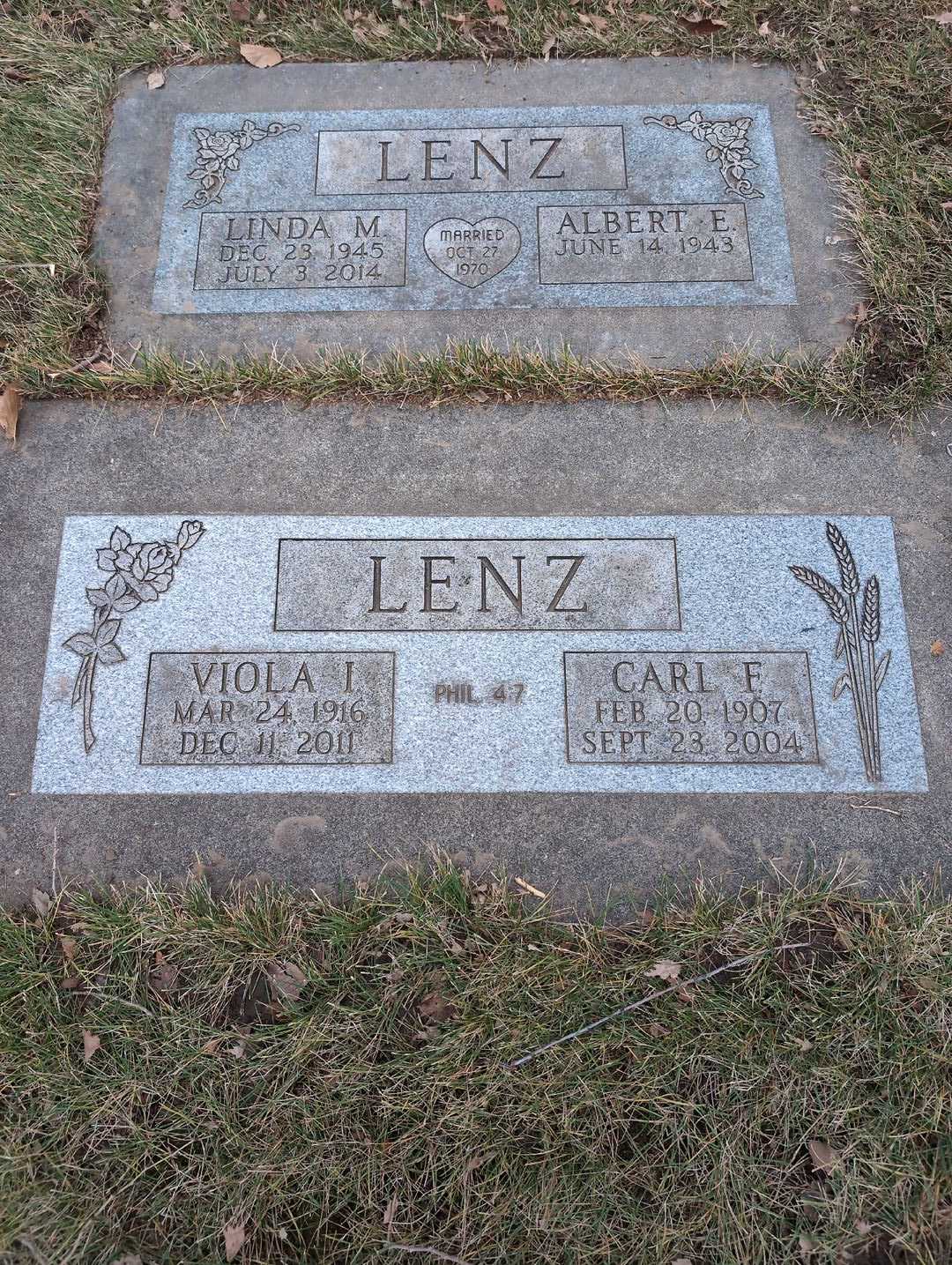 Carl F. Lenz's grave. Photo 3