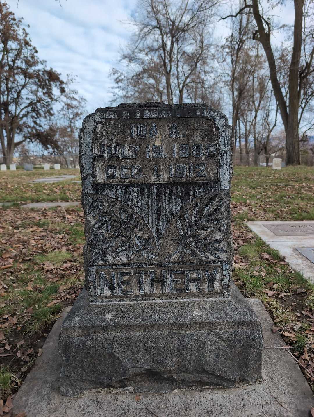 Ida A. Nethery's grave. Photo 3