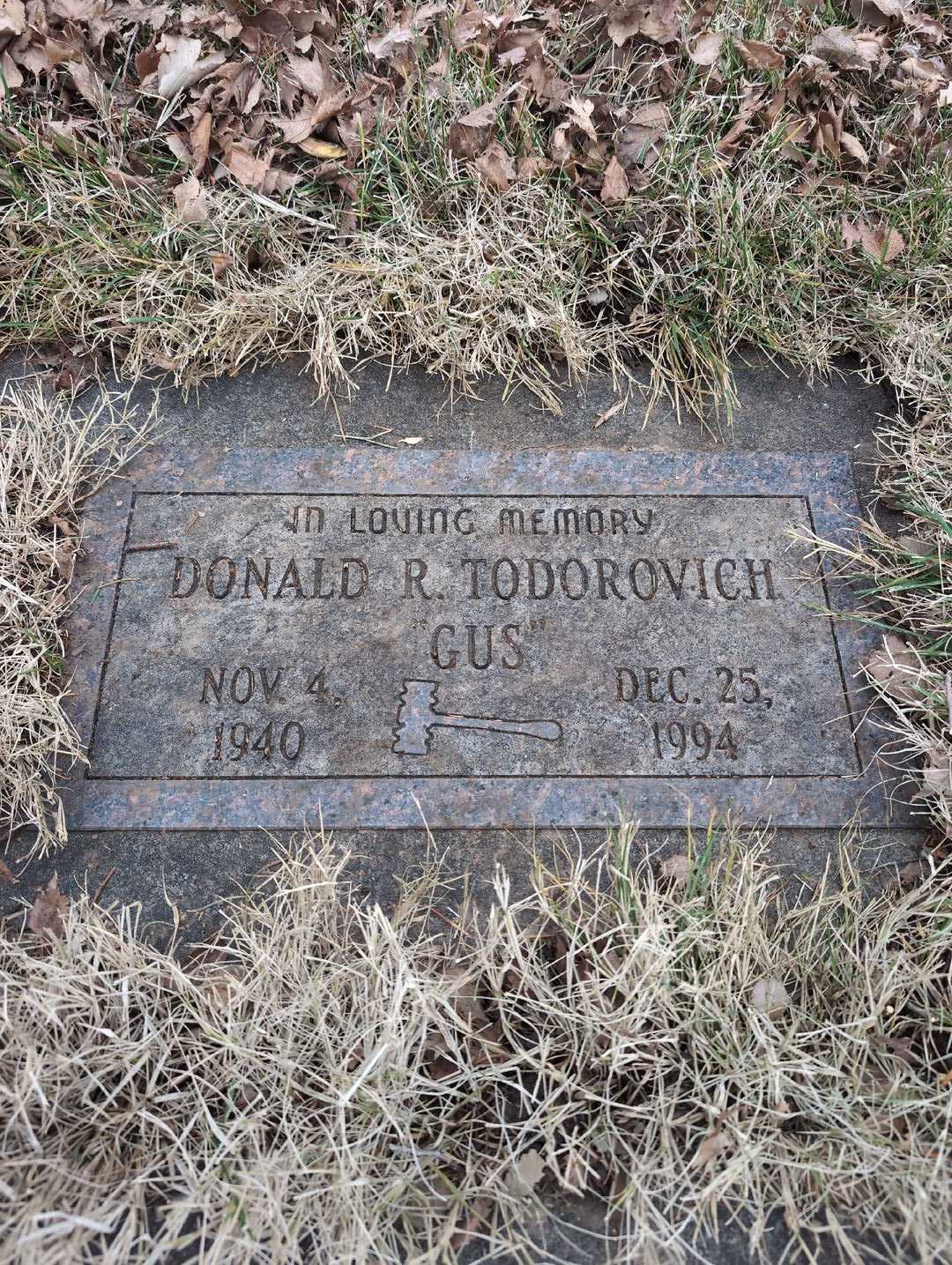 Donald R. "Gus" Todorovich's grave. Photo 5