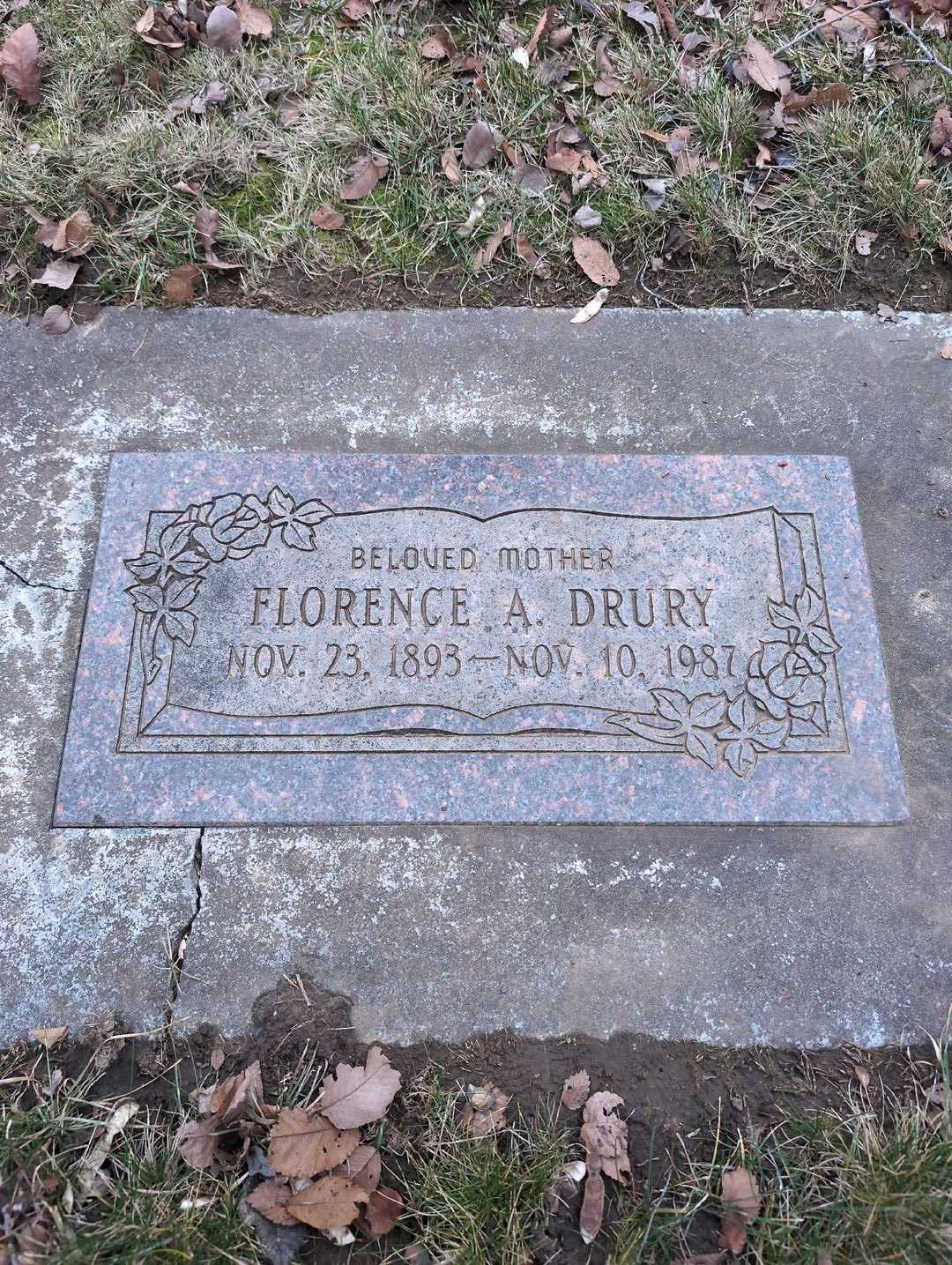 Florence A. Drury's grave. Photo 3