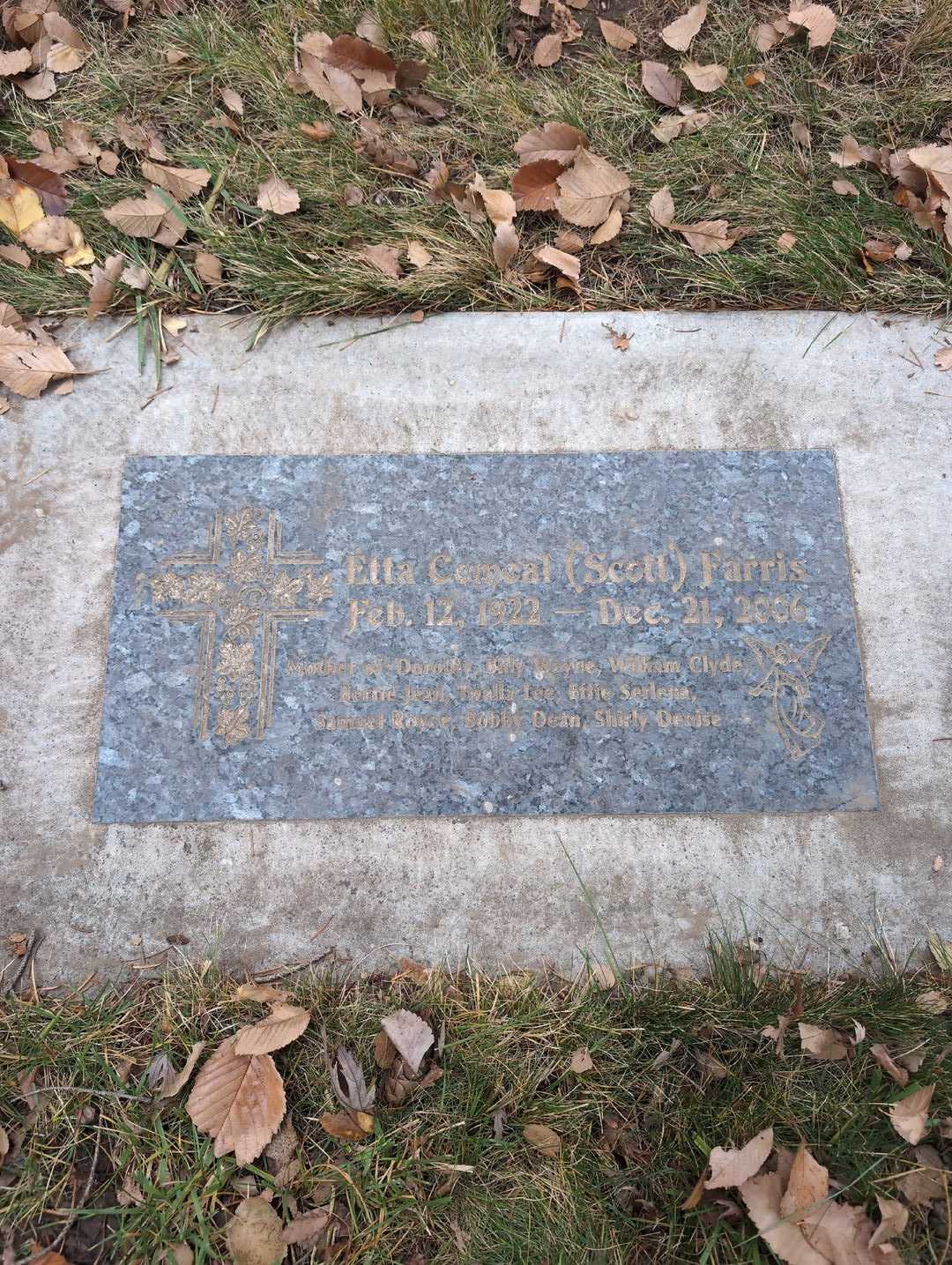 Etta Comeal Scott Farris's grave. Photo 3
